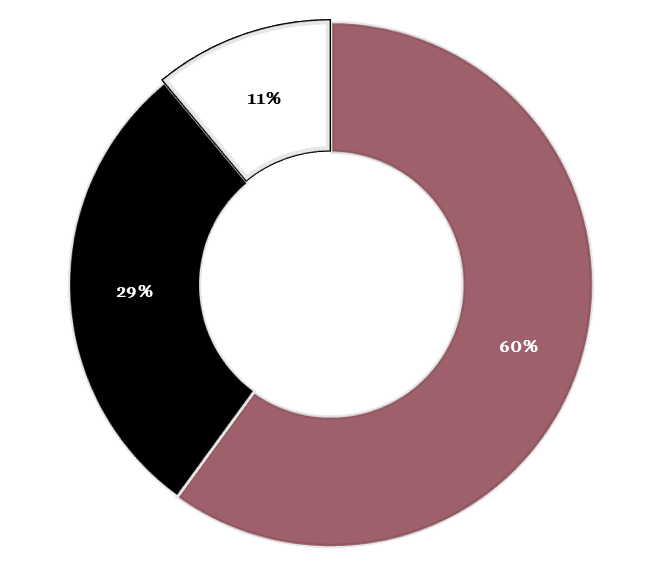 60% Personal, 29% Activitat i 11% Administració