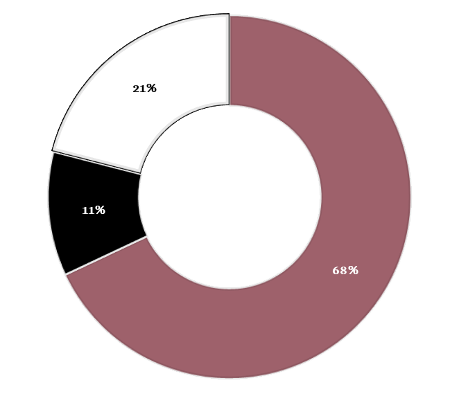 68% Personal, 21% Activitat i 11% Administració
